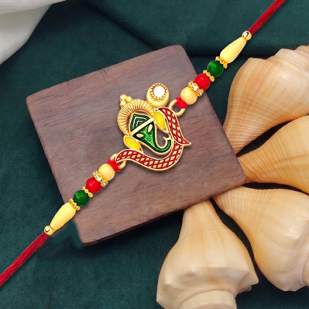 Ganpati Rakhi Handcrafted Traditional Thread For Rakshabandhan - Color: Mix