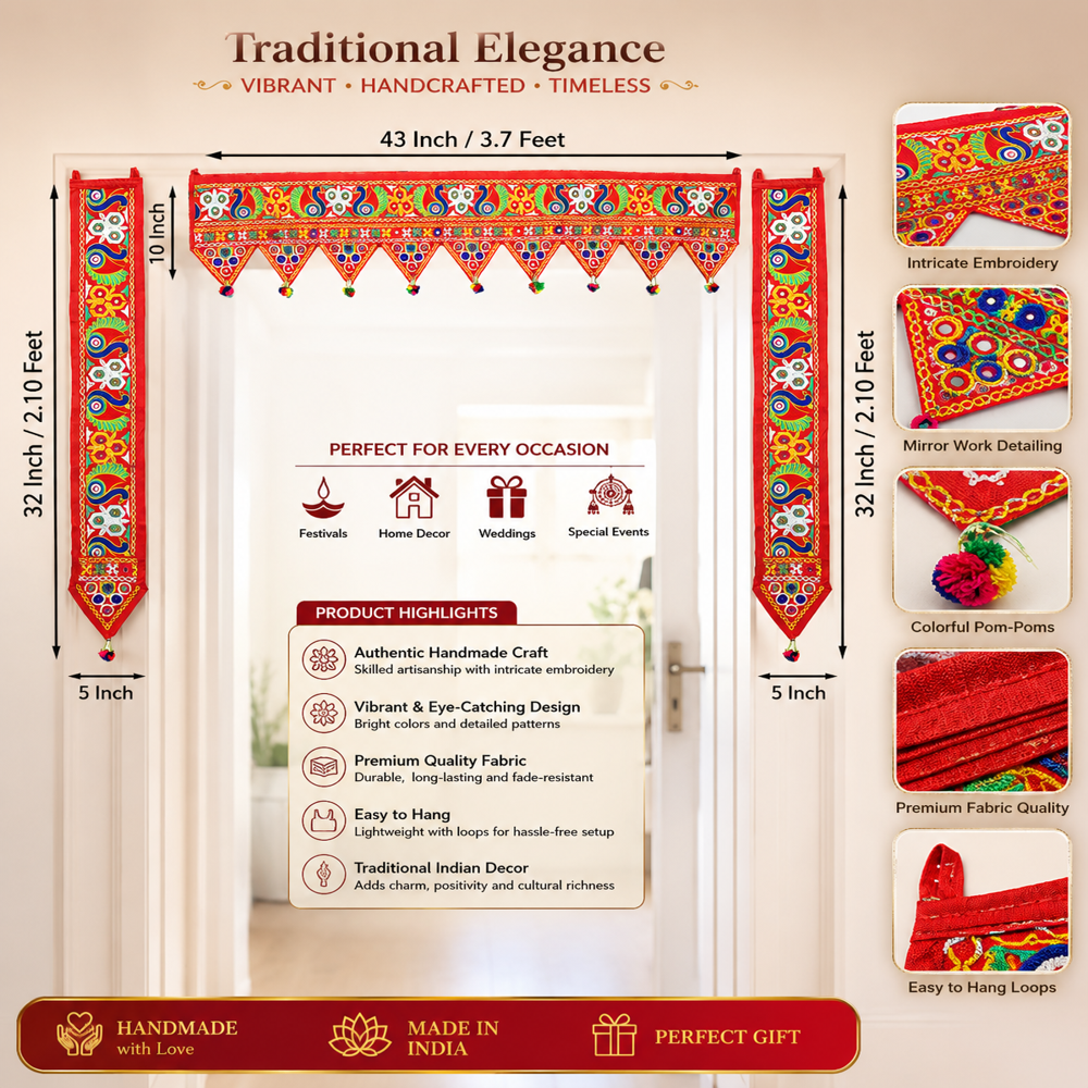 KRISHNA HANDLOOM Gujarati Toran for Main Door Decor E 20
