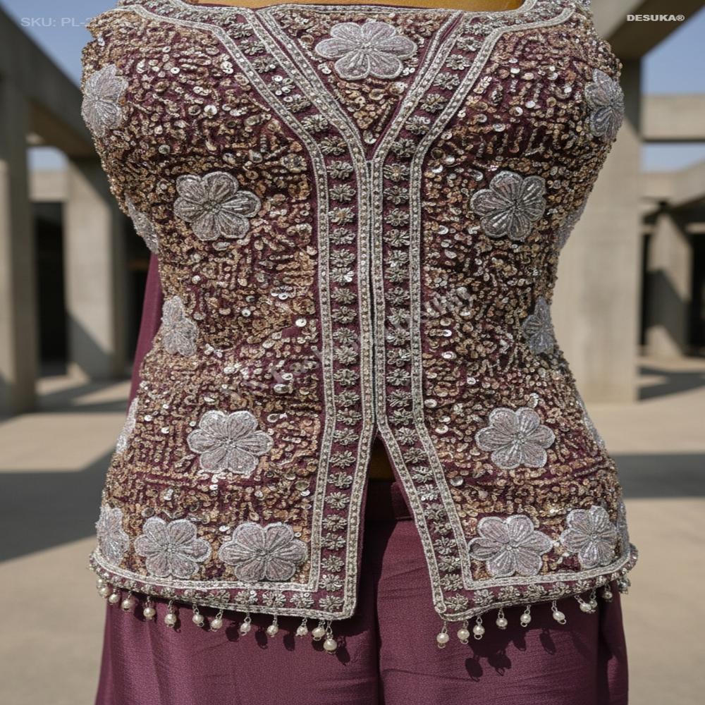 PL-20123 Hand-Embroidered Palazzo Set