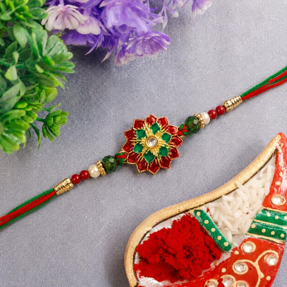 Traditional Floral Stonework Rakhi  Elegant & Durable Design