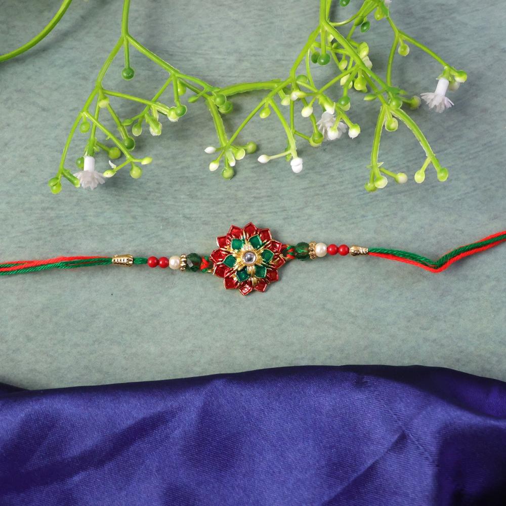 Traditional Floral Stonework Rakhi  Elegant & Durable Design