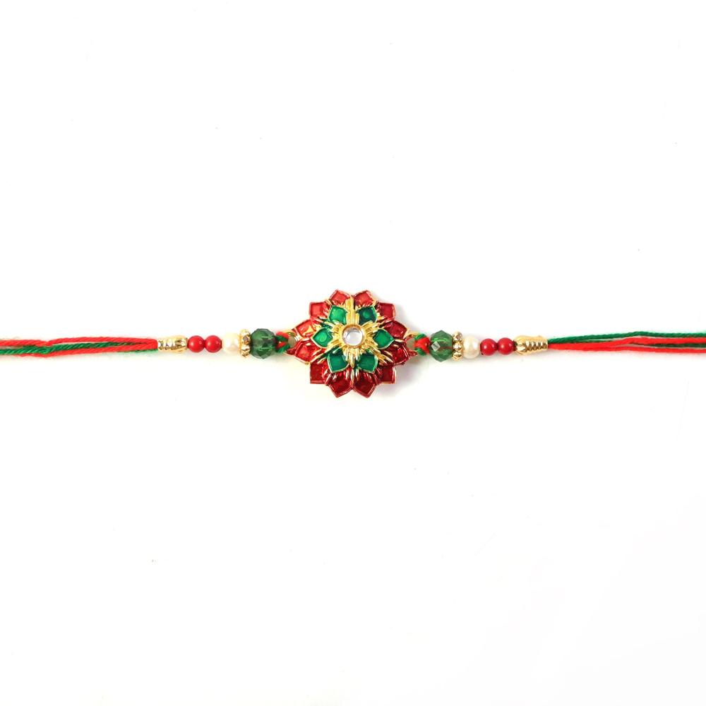 Traditional Floral Stonework Rakhi  Elegant & Durable Design