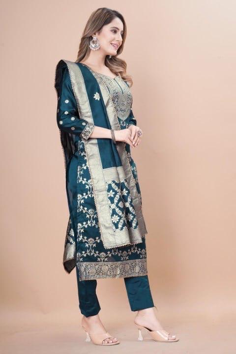 Embroidiery Kurti With Pant And Duptta Set