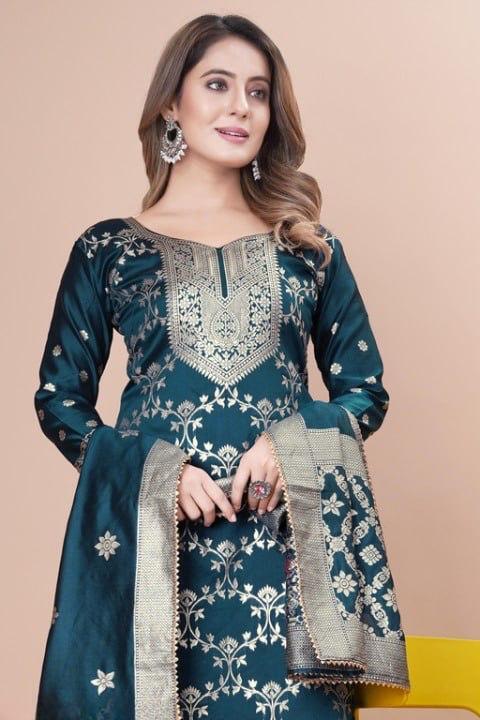 Embroidiery Kurti With Pant And Duptta Set