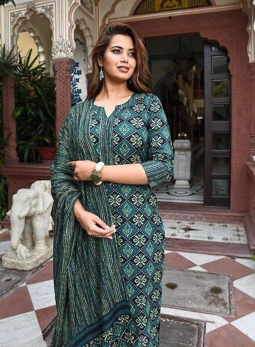Ladies Embroidiery Kurti With Pant And Duptta Set