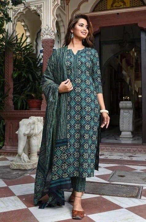 Ladies Embroidiery Kurti With Pant And Duptta Set