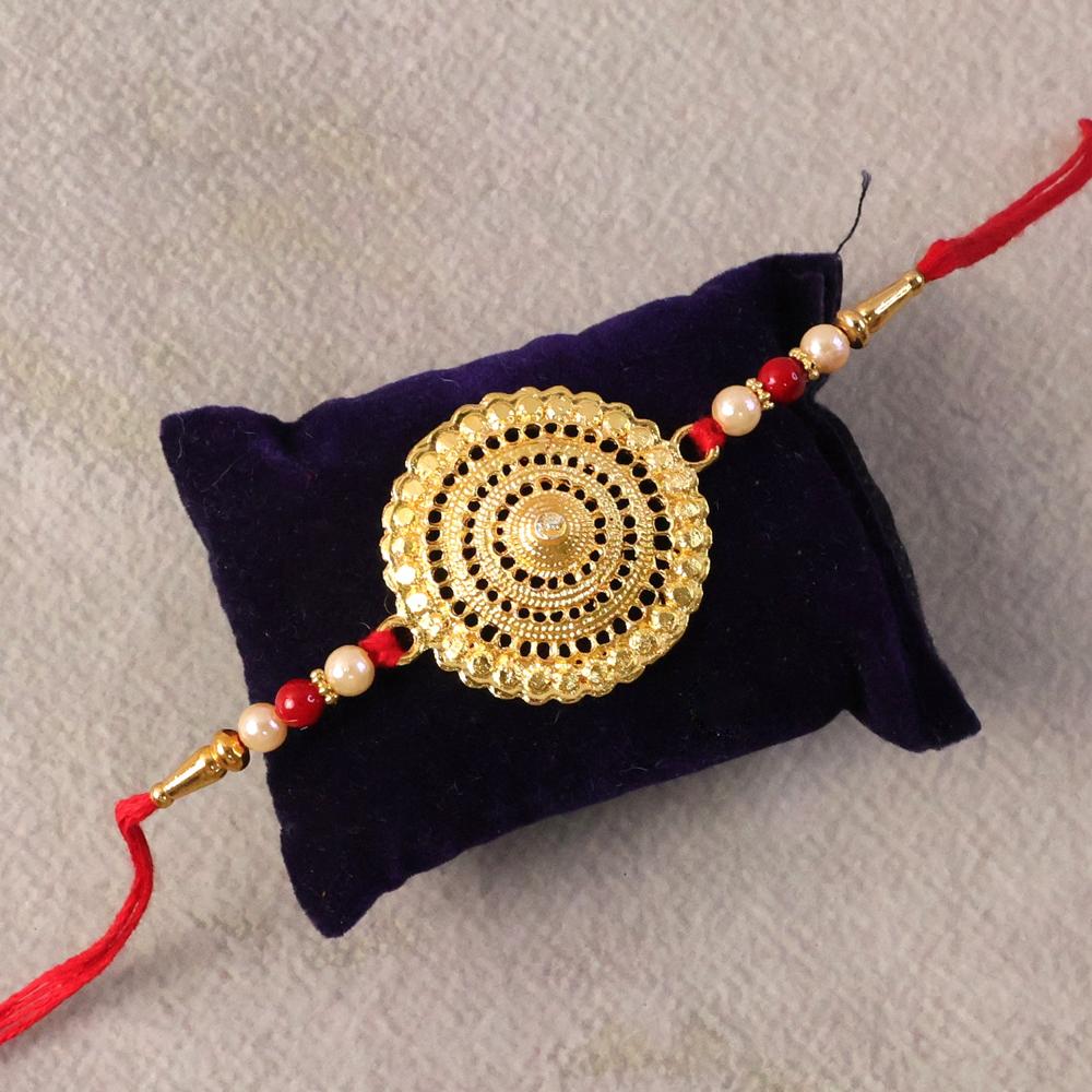Rakshabandhan Rakhi  Elegant Gold & Pearl Design for Brothers