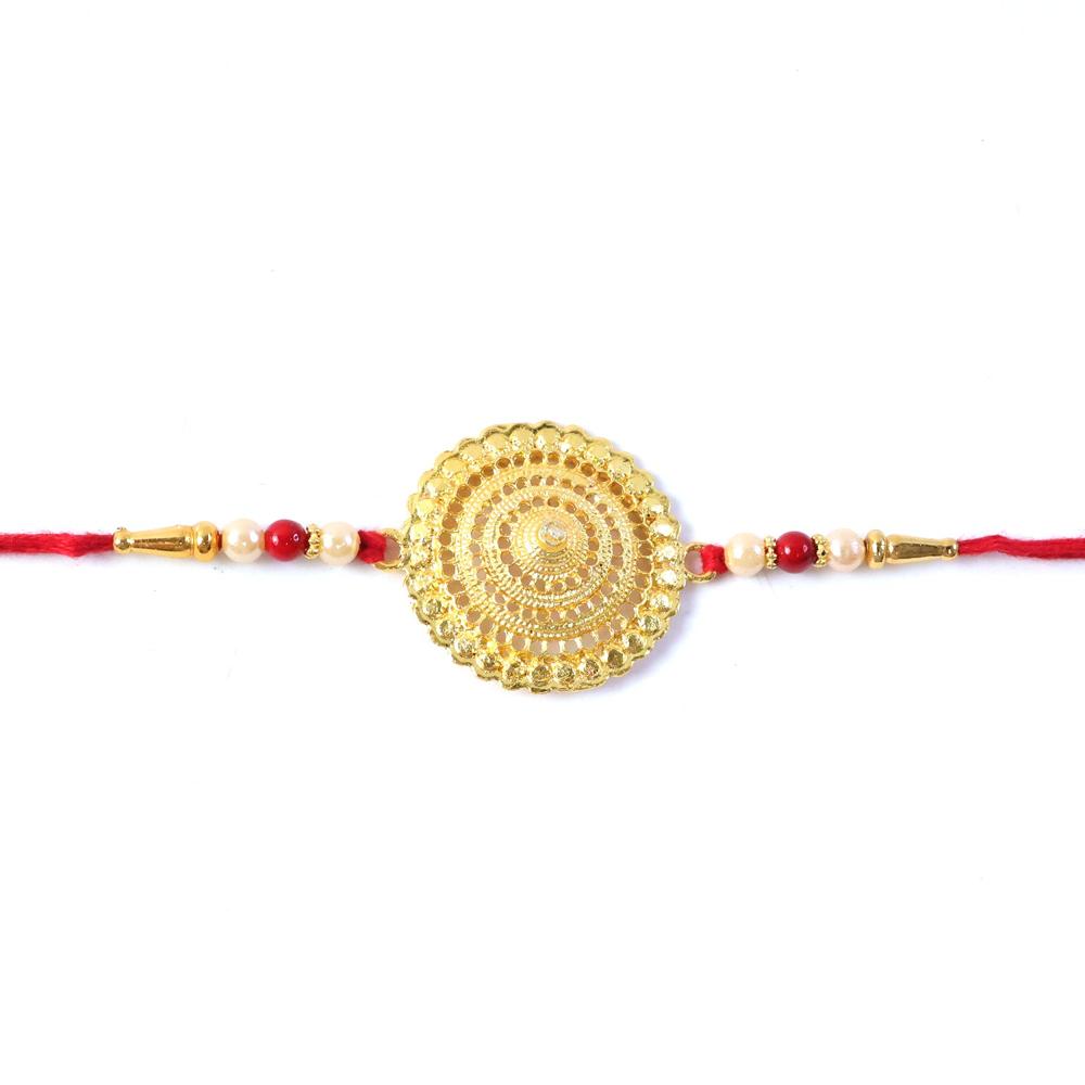 Rakshabandhan Rakhi  Elegant Gold & Pearl Design for Brothers