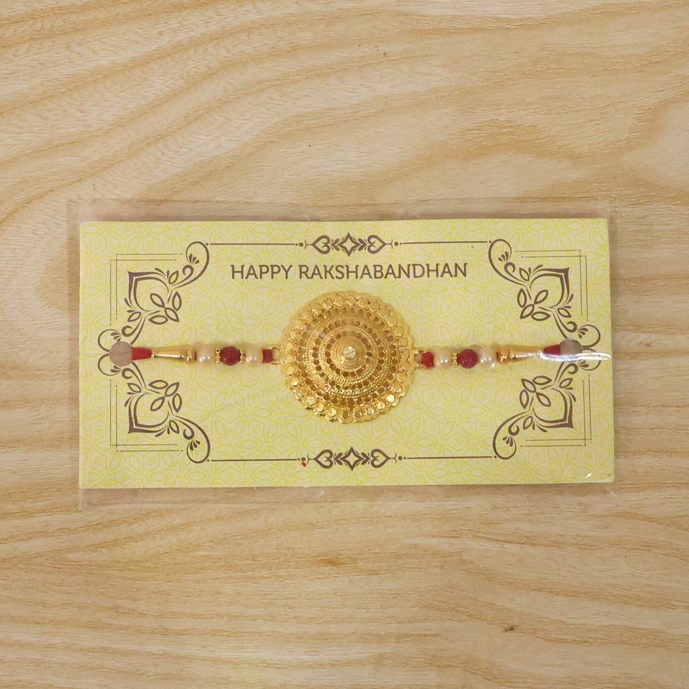 Rakshabandhan Rakhi  Elegant Gold & Pearl Design for Brothers