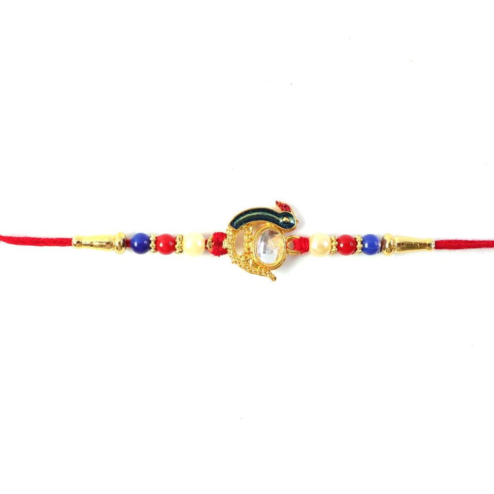 Elegant Stone Studs Rakhi  Traditional Beaded Brother Gift