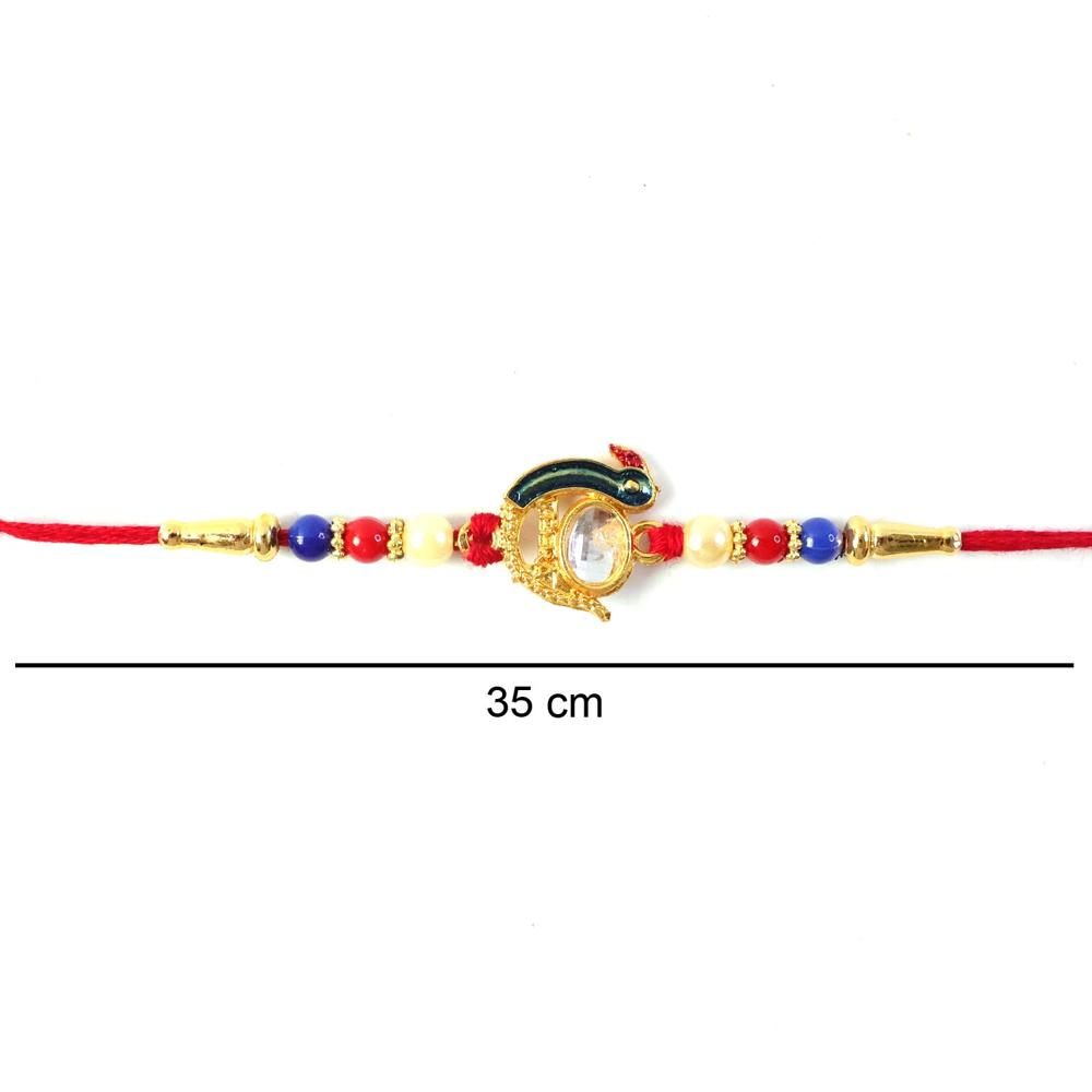 Elegant Stone Studs Rakhi  Traditional Beaded Brother Gift