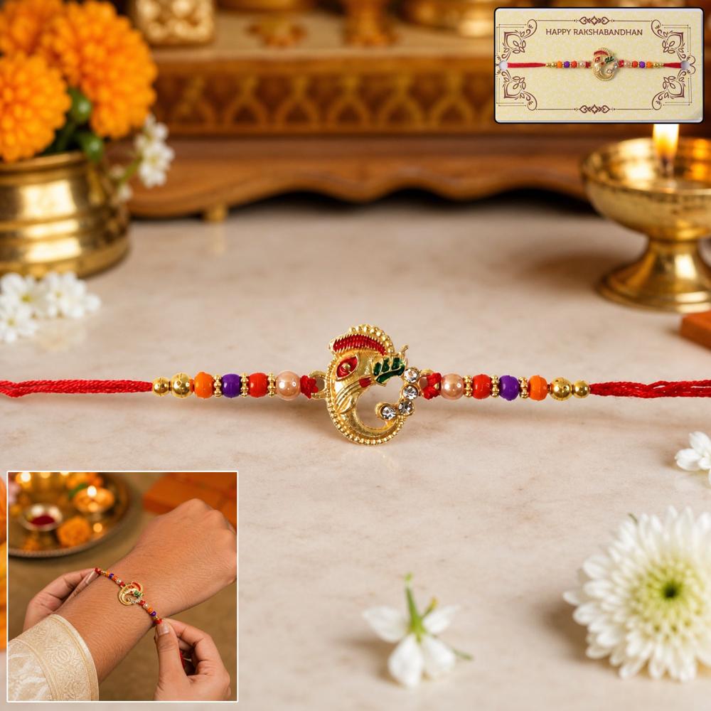 Traditional Ganesh Beaded Rakhi  Embrace Festive Bonding