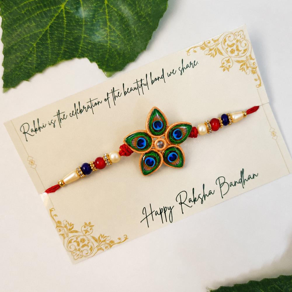 Mor Pankh Rakhi Unique Star-Shaped Peacock Design For Raksha Bandhan - Color: Mix