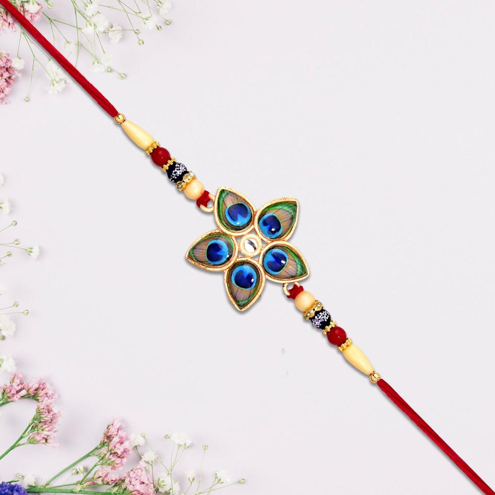 Mor Pankh Rakhi  Unique Star-Shaped Peacock Design for Raksha Bandhan