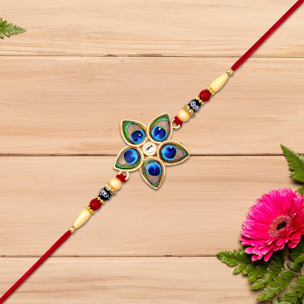 Mor Pankh Rakhi  Unique Star-Shaped Peacock Design for Raksha Bandhan