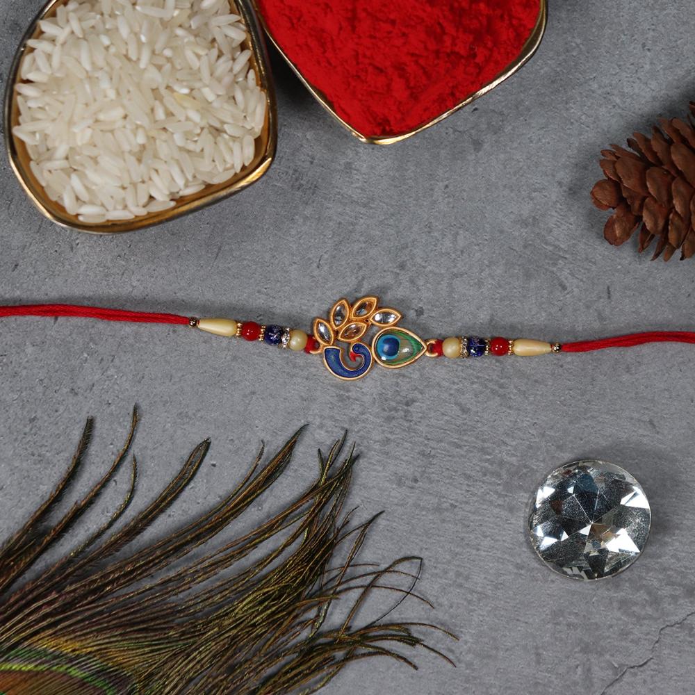 Mor Pankh Rakhi  Vibrant Traditional Enamel for Sibling Bond
