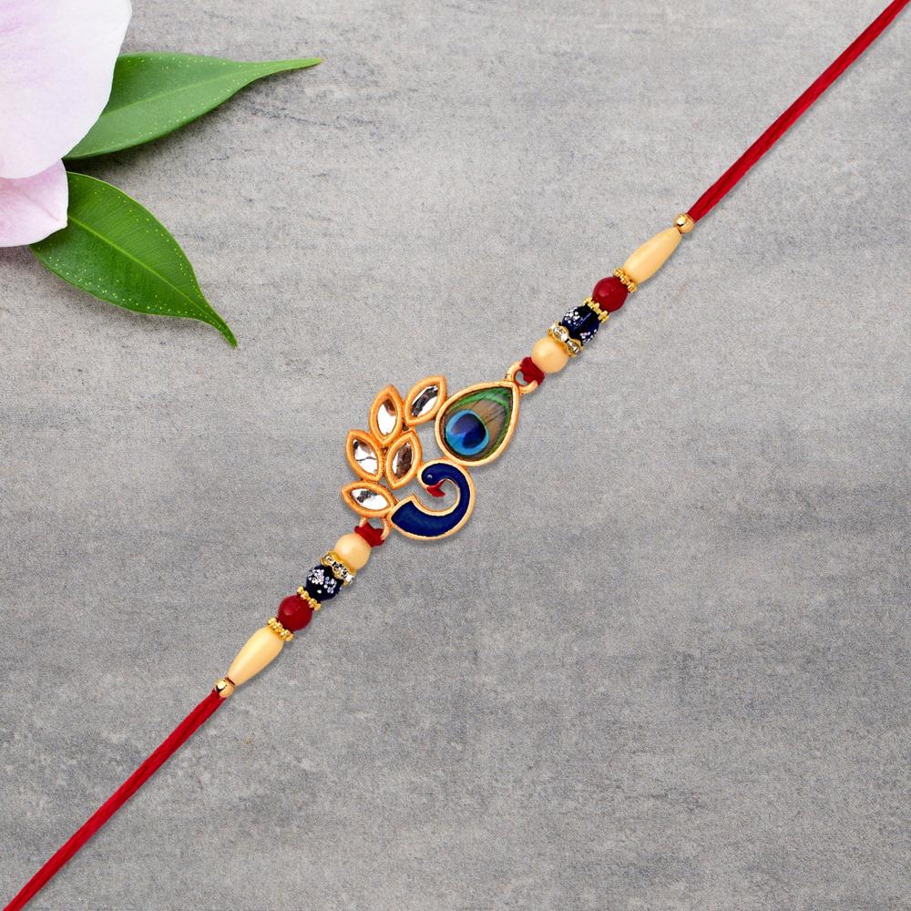 Mor Pankh Rakhi  Vibrant Traditional Enamel for Sibling Bond