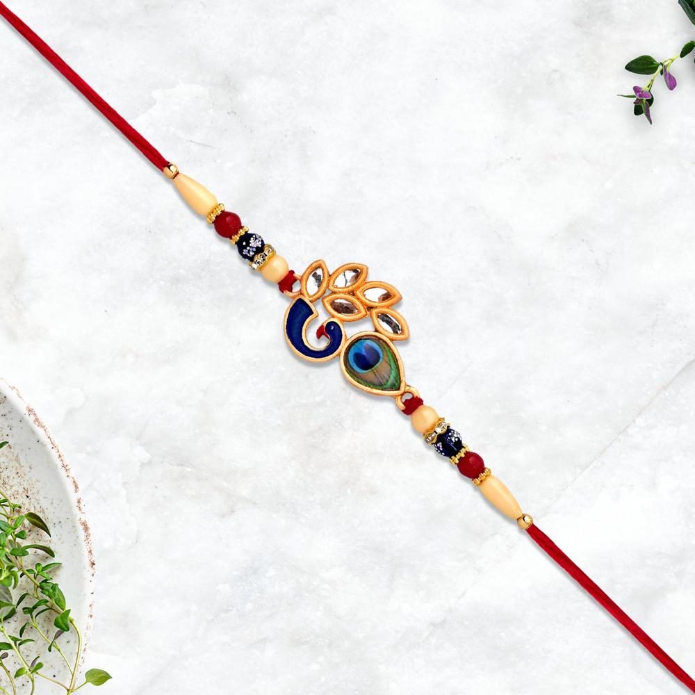 Mor Pankh Rakhi  Vibrant Traditional Enamel for Sibling Bond