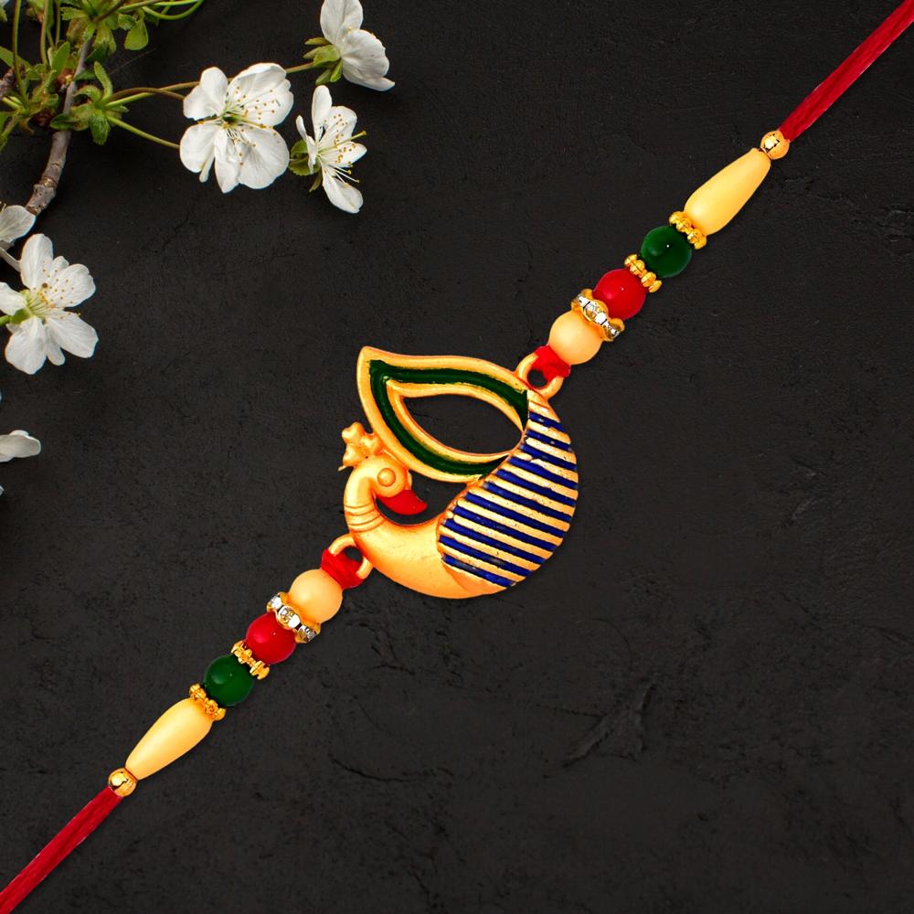 Peacock Feather Rakhi  Handcrafted Elegant Raksha Bandhan Thread