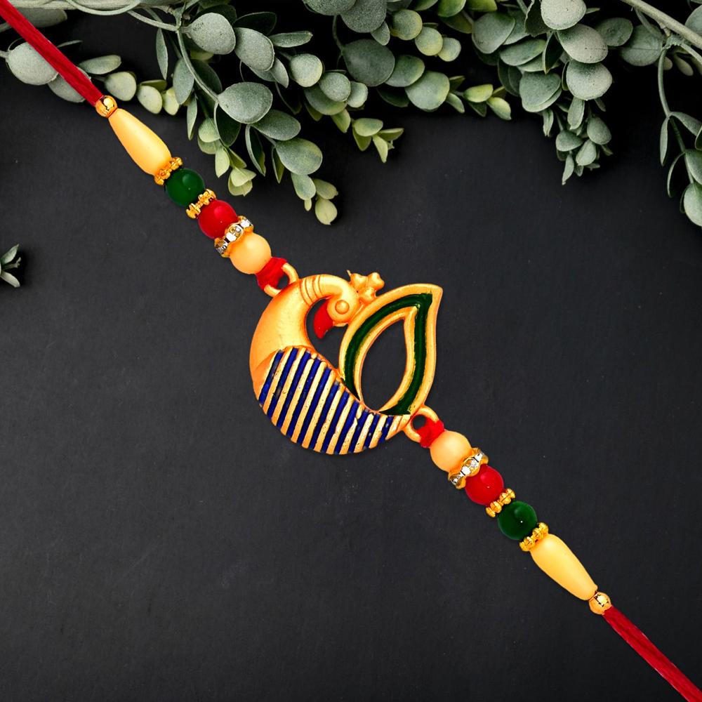 Peacock Feather Rakhi  Handcrafted Elegant Raksha Bandhan Thread