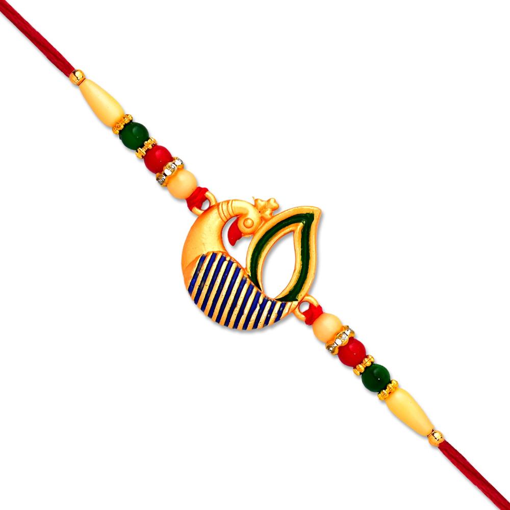 Peacock Feather Rakhi  Handcrafted Elegant Raksha Bandhan Thread