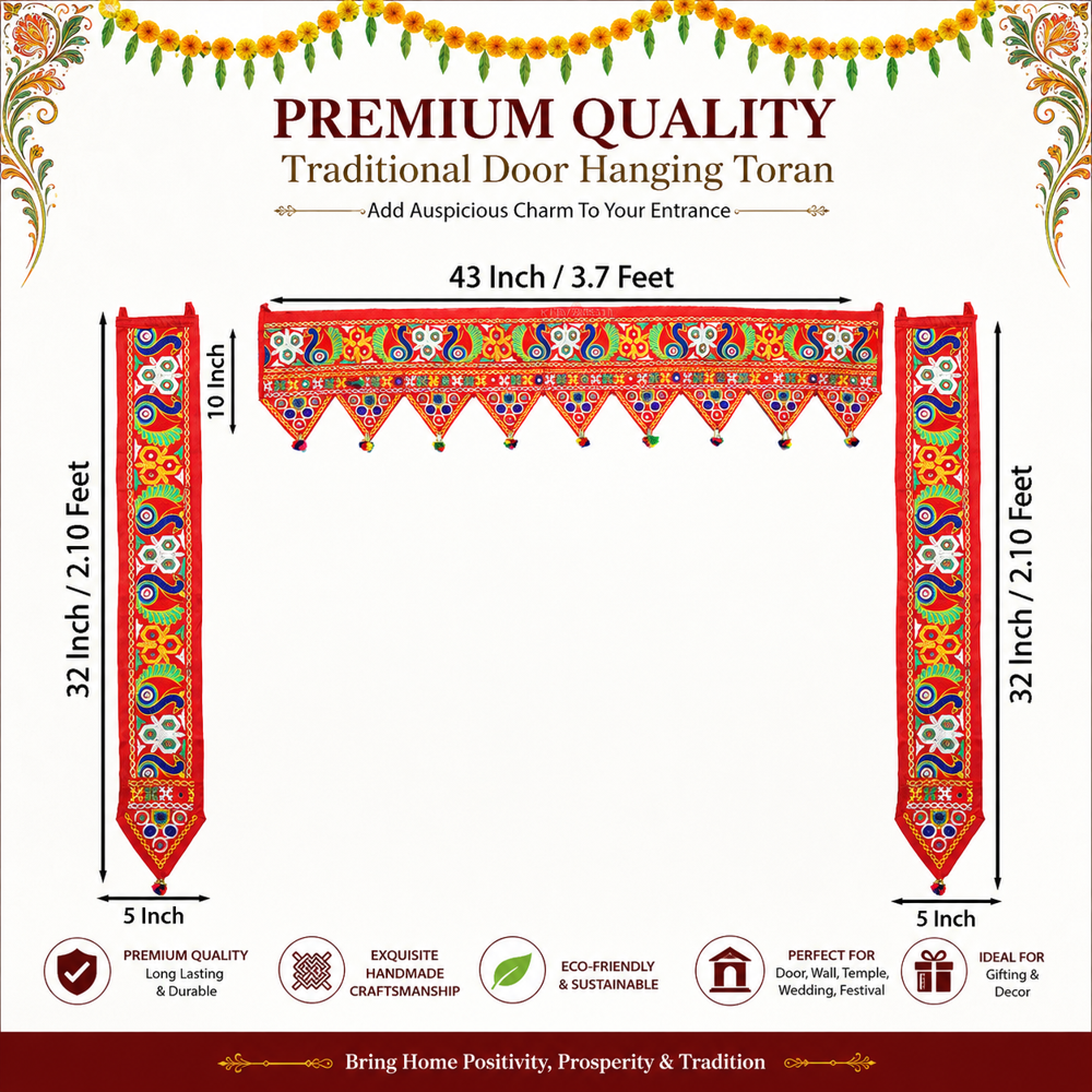 Krishna Handloom Main Door Toran For Main Door Decor E 22 - Color: Red