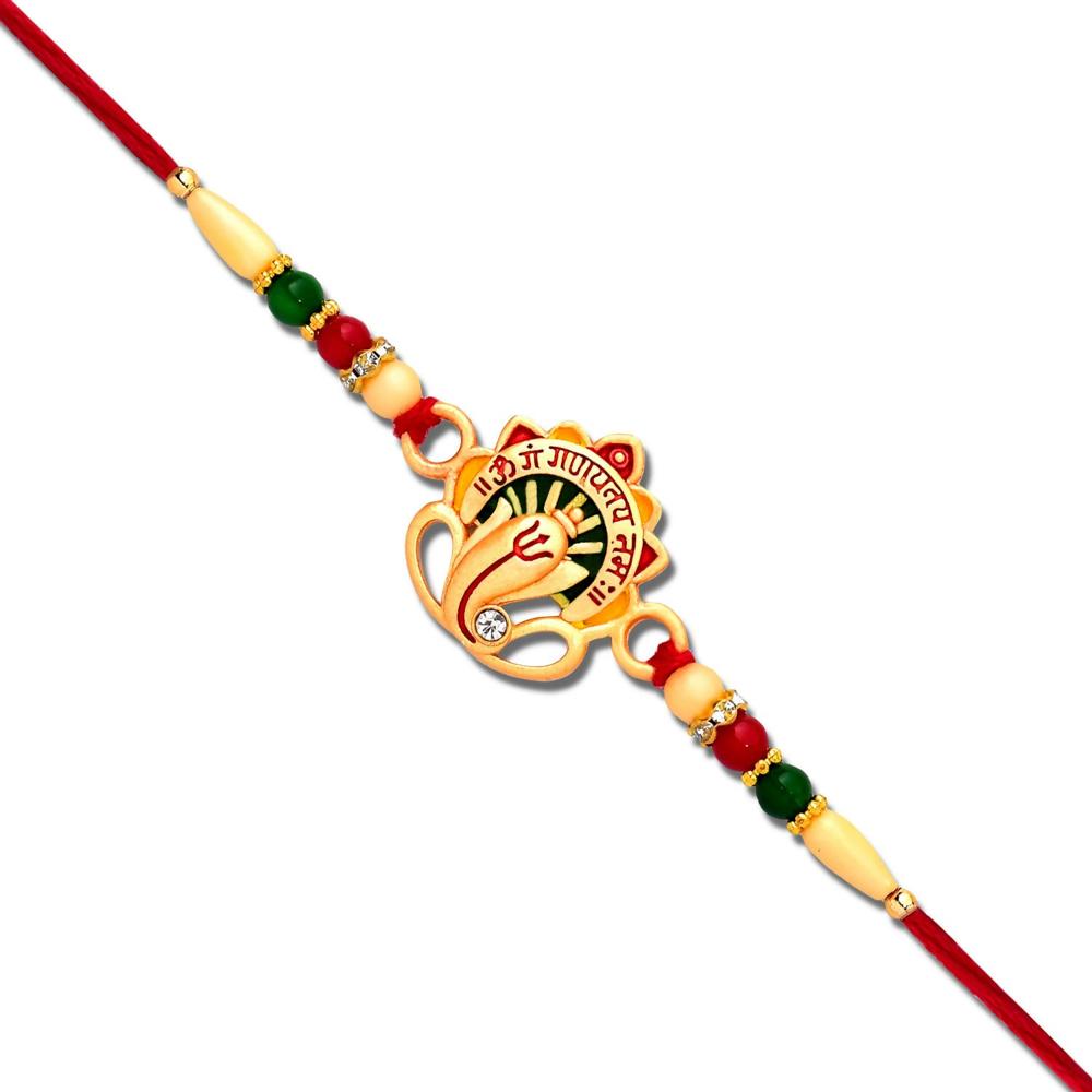 Om Ganesha Rakhi  Traditional Beadwork Blessings for Brother