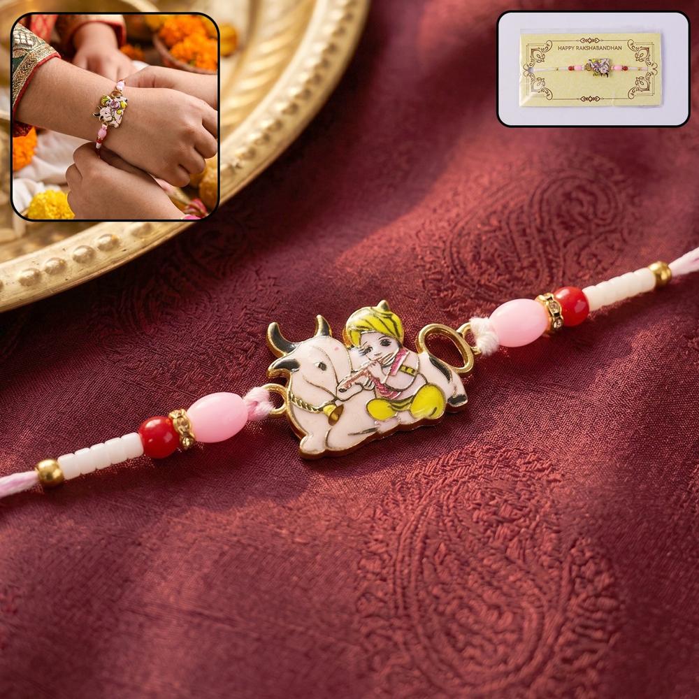 Krishna with Cow Designer Rakhi  Traditional & Comfortable for Brother