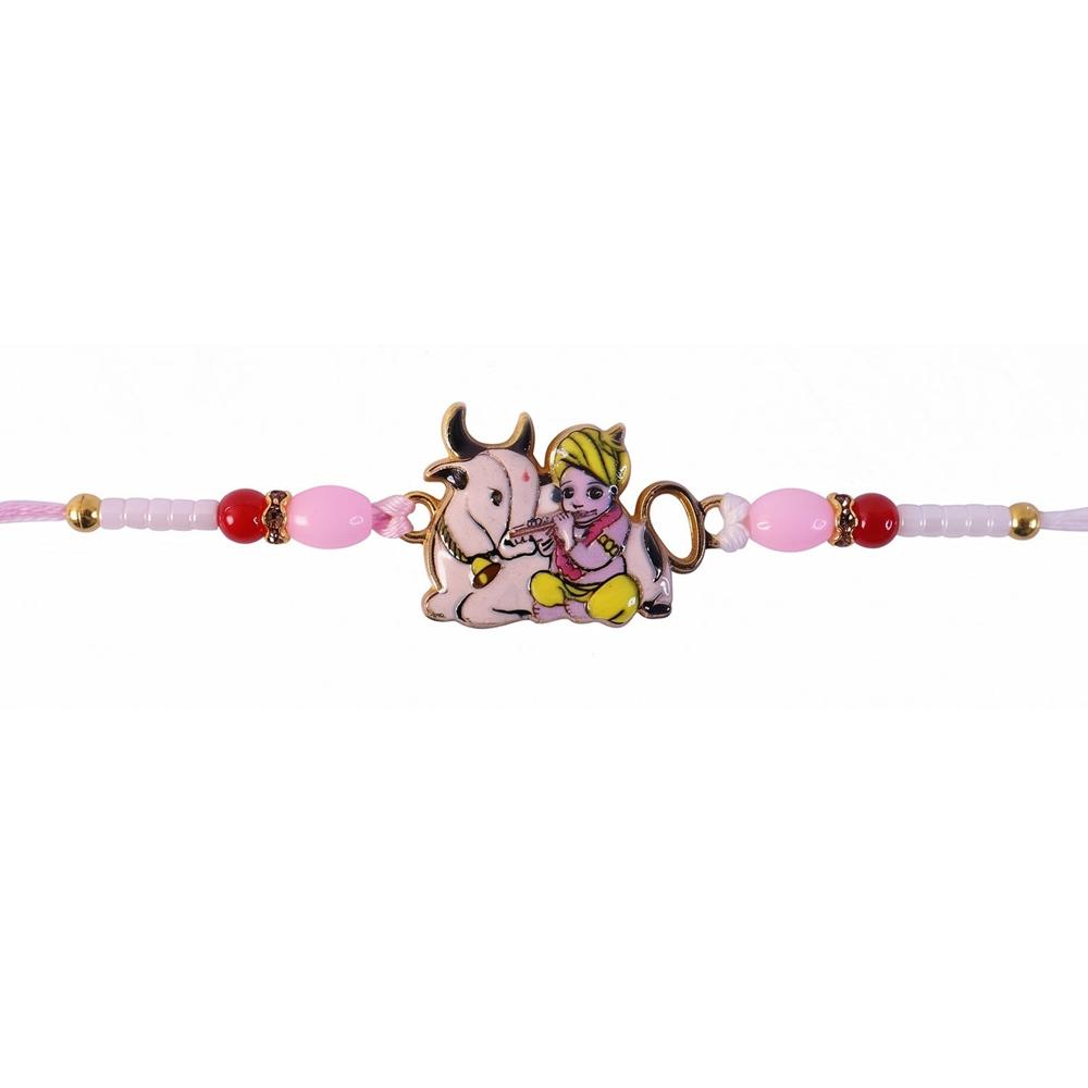 Krishna with Cow Designer Rakhi  Traditional & Comfortable for Brother