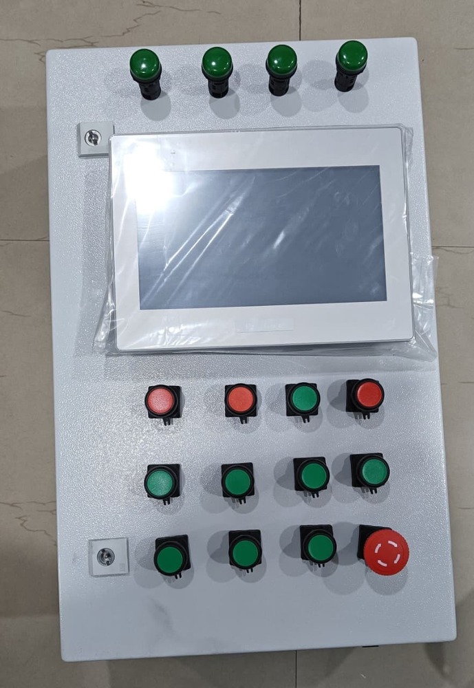HMI Touch Display Panel Manufacturing Services - Metal Enclosure, 7-Inch White, IP54 Protection, Touchscreen & Push Buttons
