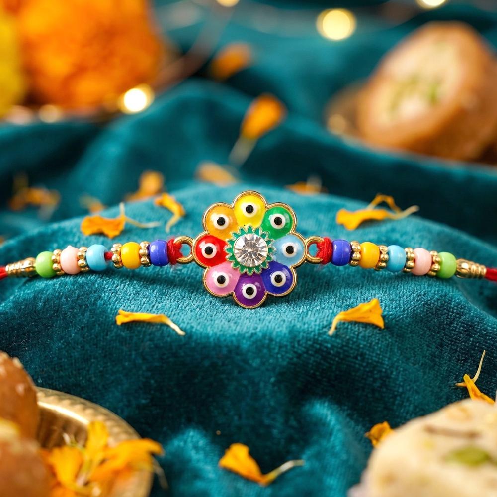 Evil Eye Flower Rakhi Charming Traditional Symbol Of Love - Color: Mix