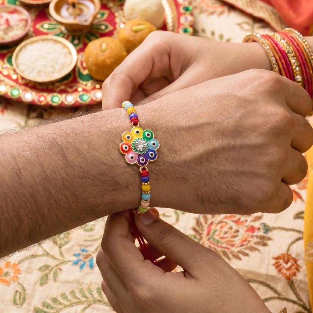 Evil Eye Flower Rakhi  Charming Traditional Symbol of Love