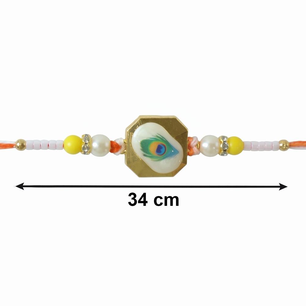 Peacock Feather Rakhi  Stylish Traditional Sibling Gift