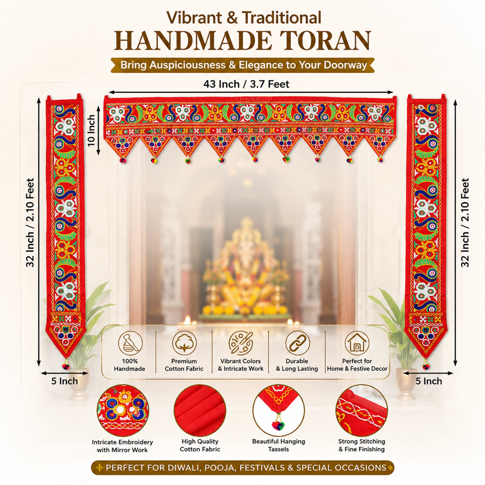 KRISHNA HANDLOOM Embroidery Toran for Main Door Decor E 27