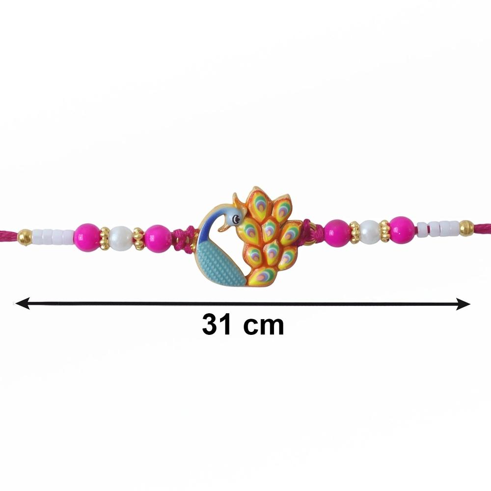 Peacock Meenakari Rakhi Traditional Elegant Brother Gift - Color: Mix