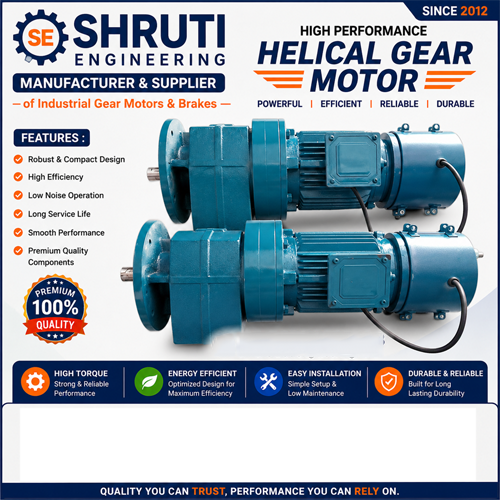 3 HP Helical Gear AC Brake Motor