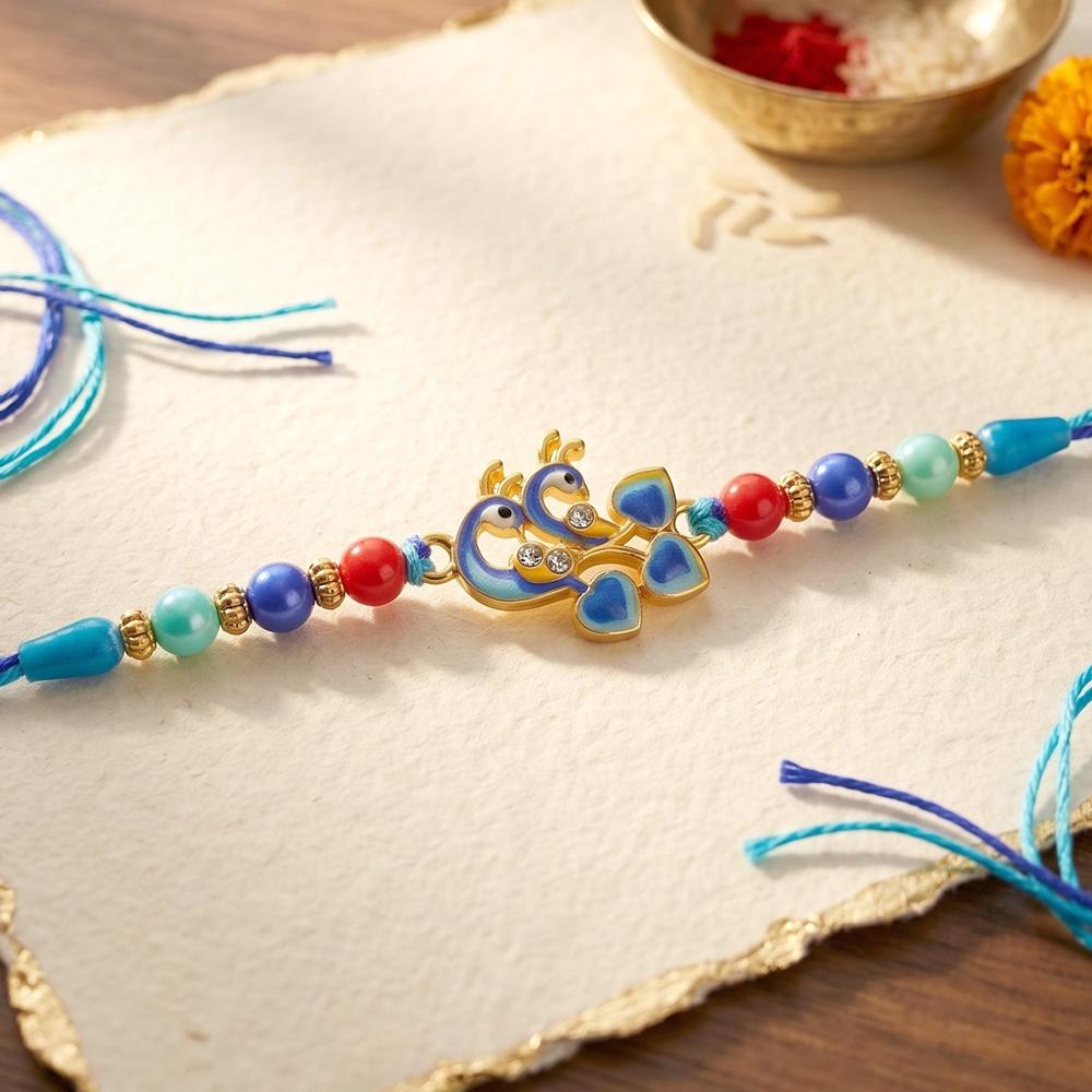 Rakhi  Elegant twin peacock designer festival ornament