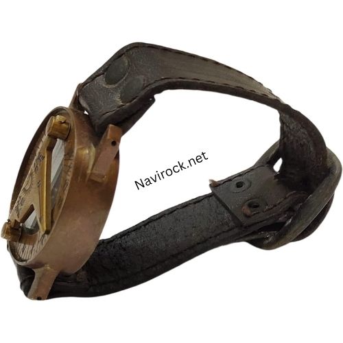 Vintage Antique Sundial Compass with Leather Band