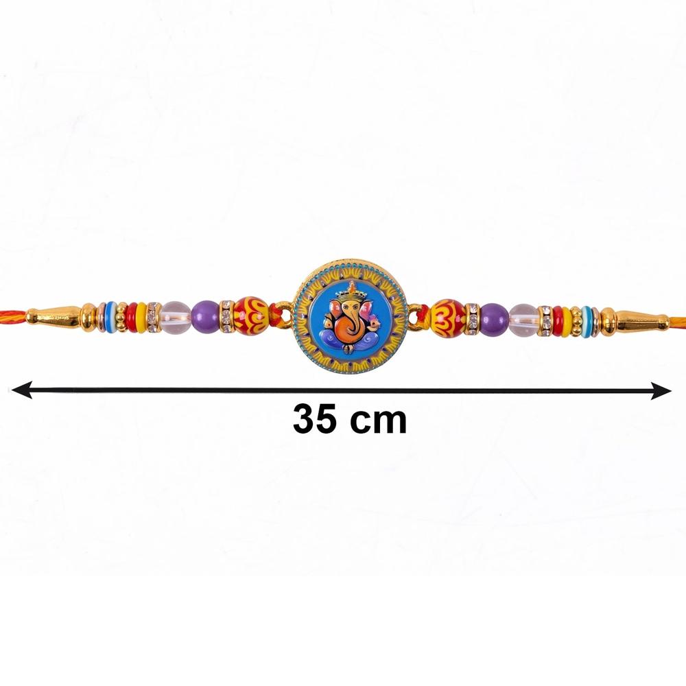 Lord Ganesha Rakhi  Elegant Designer Thread with Beads for Raksha Bandhan