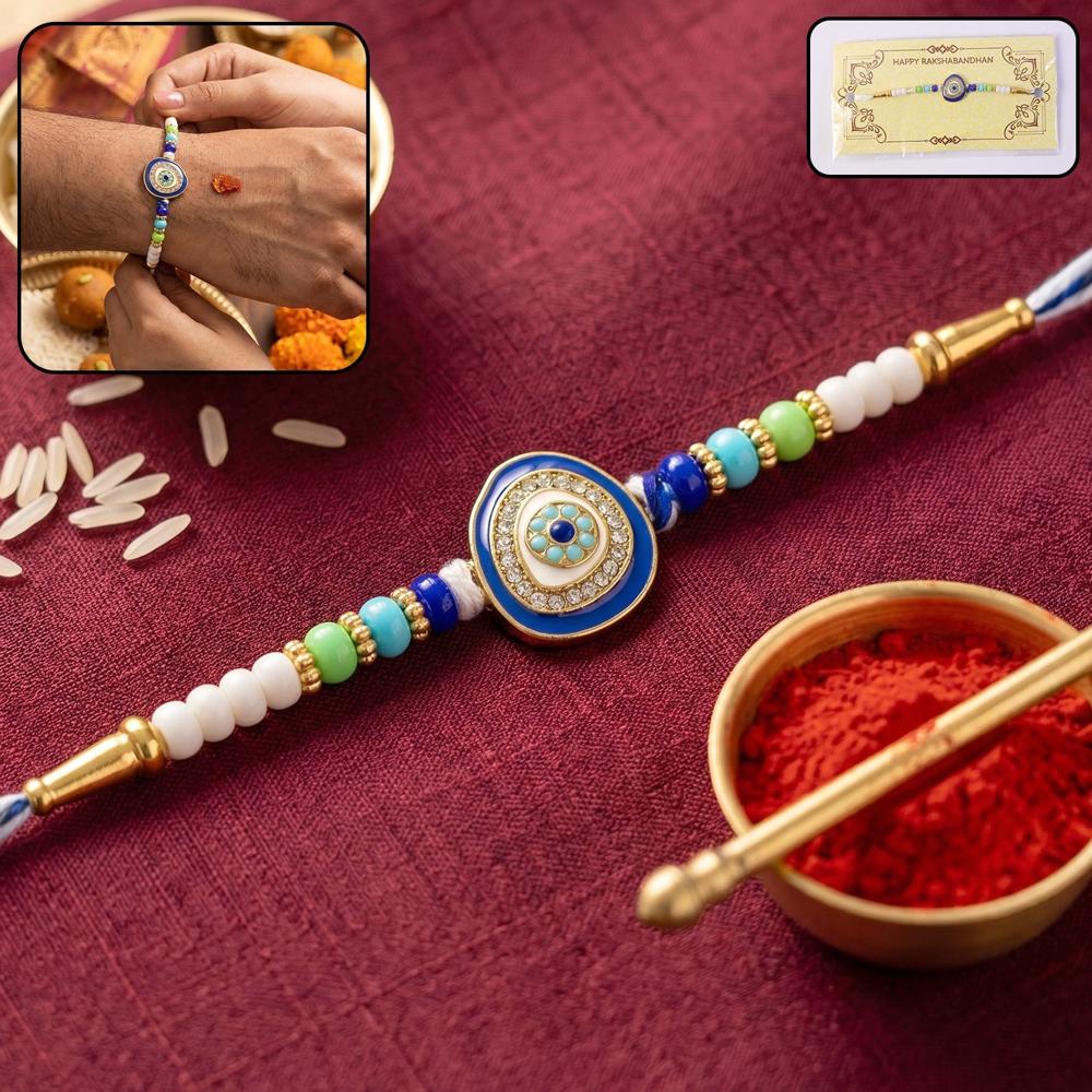Evil Eye Kundan Diamond Rakhi  Traditional & Elegant Gift for Brothers