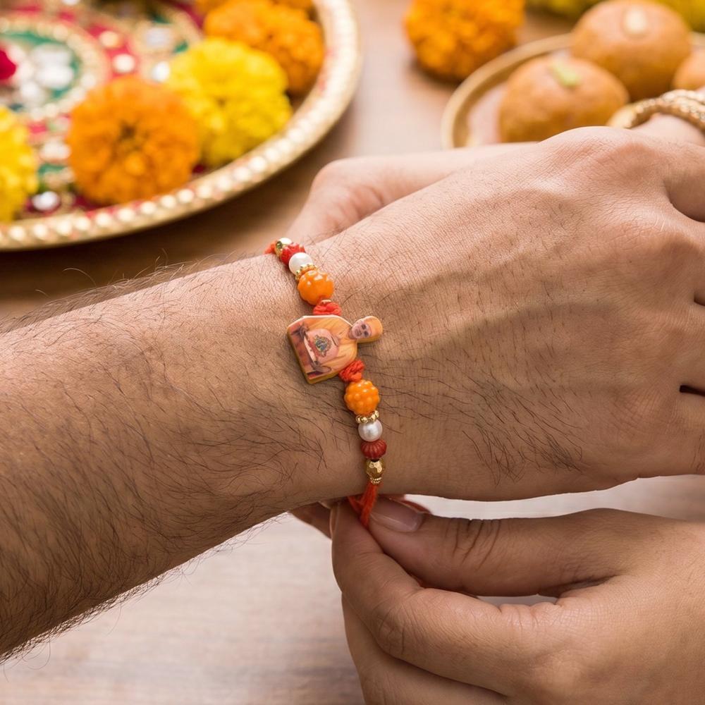 Pramukh Swami Maharaj Devotional Rakhi  Traditional Brother Gift