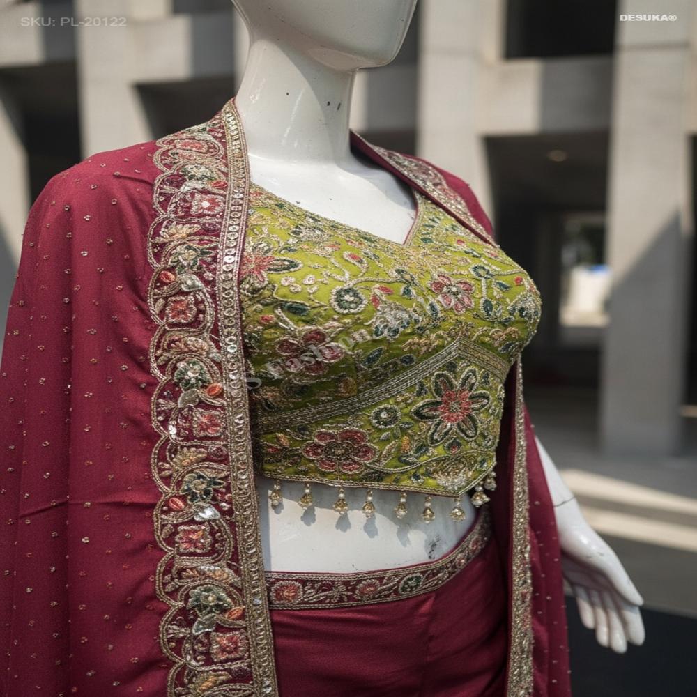 PL-20122 Embroidered Indo-Western Cape Set