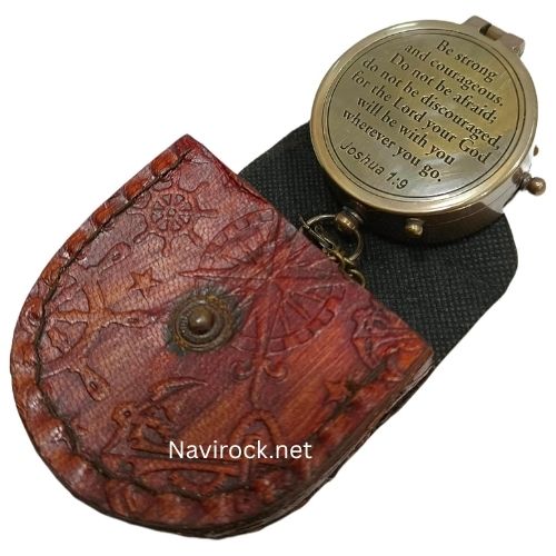 Be Strong and Courageous Do Not Be Afraid Brass Engraved Vintage Compass