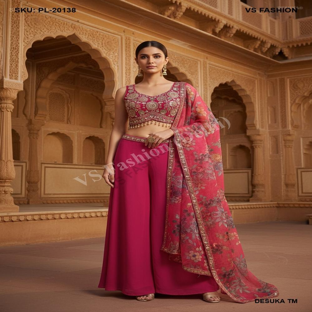 PL-20138 Crop Top Palazzo Suit