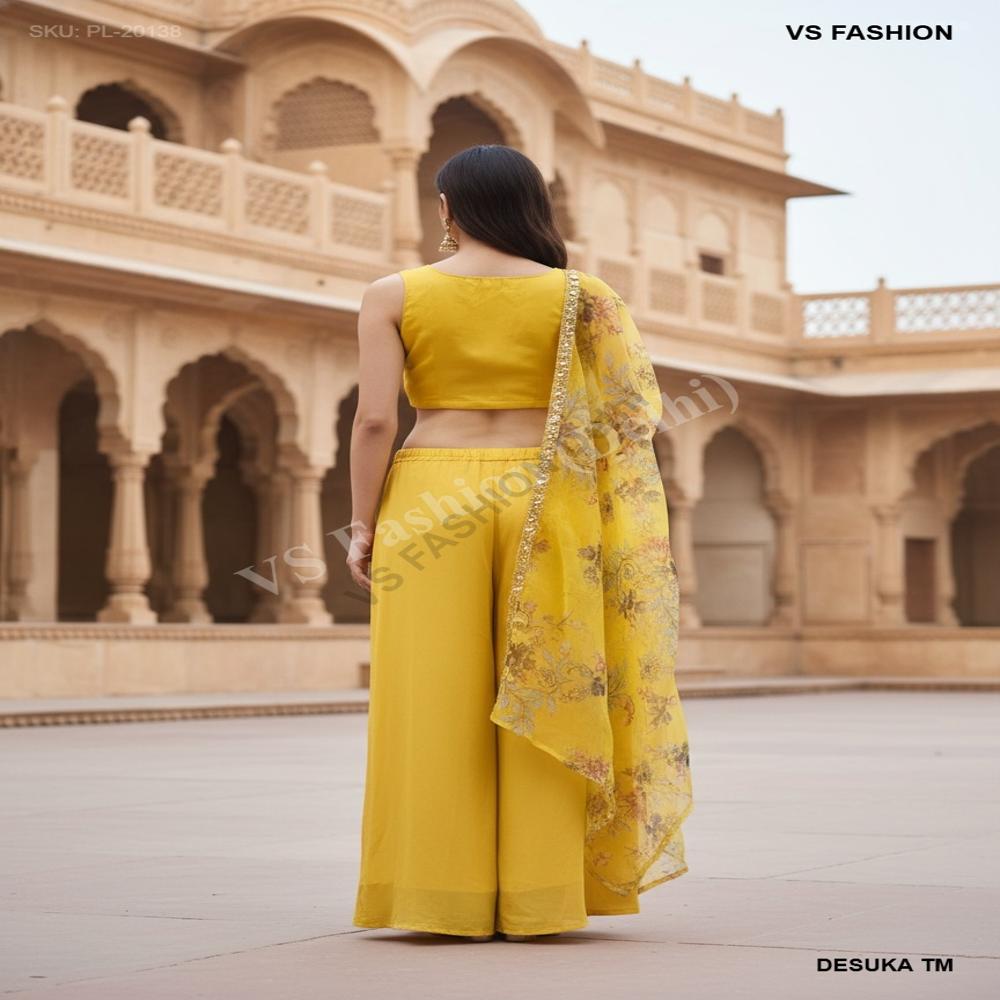PL-20138 Crop Top Palazzo Suit
