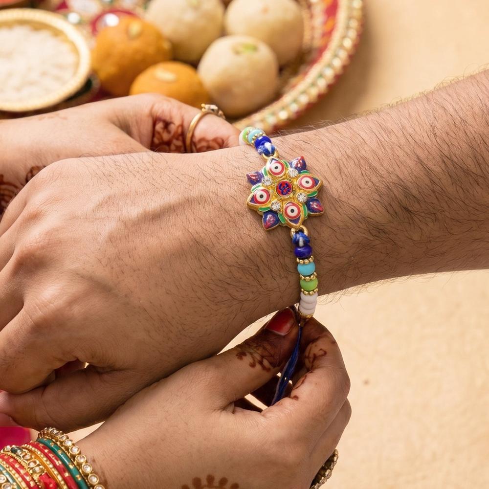 Evil Eye OM Star Rakhi  Symbols of Protection & Tradition