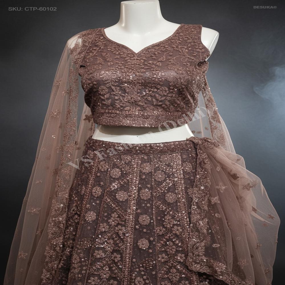 CTP-60102 Designer Lehenga Set Net Dupatta
