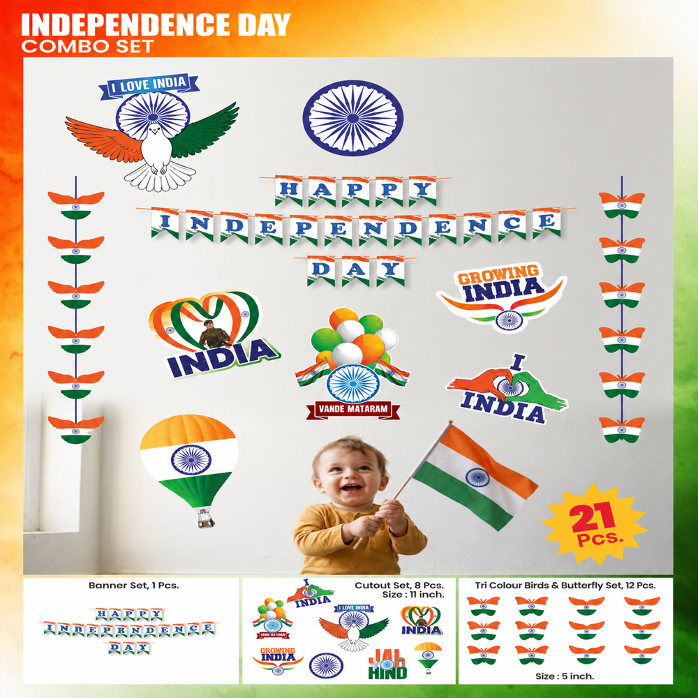 Independence Day Combo Set - Color: Tricolor (Saffron