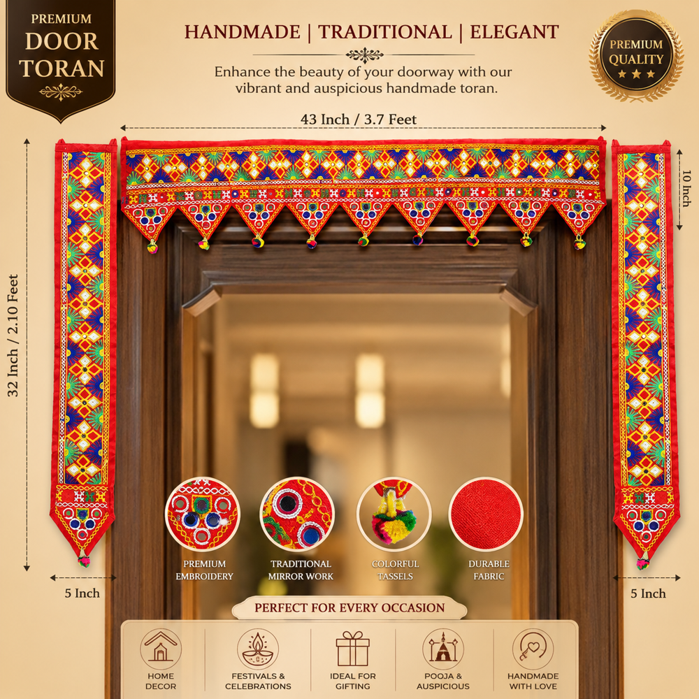 Krishna Handloom Decorative Bandarwal For Festival Decoration F 6 - Color: Red