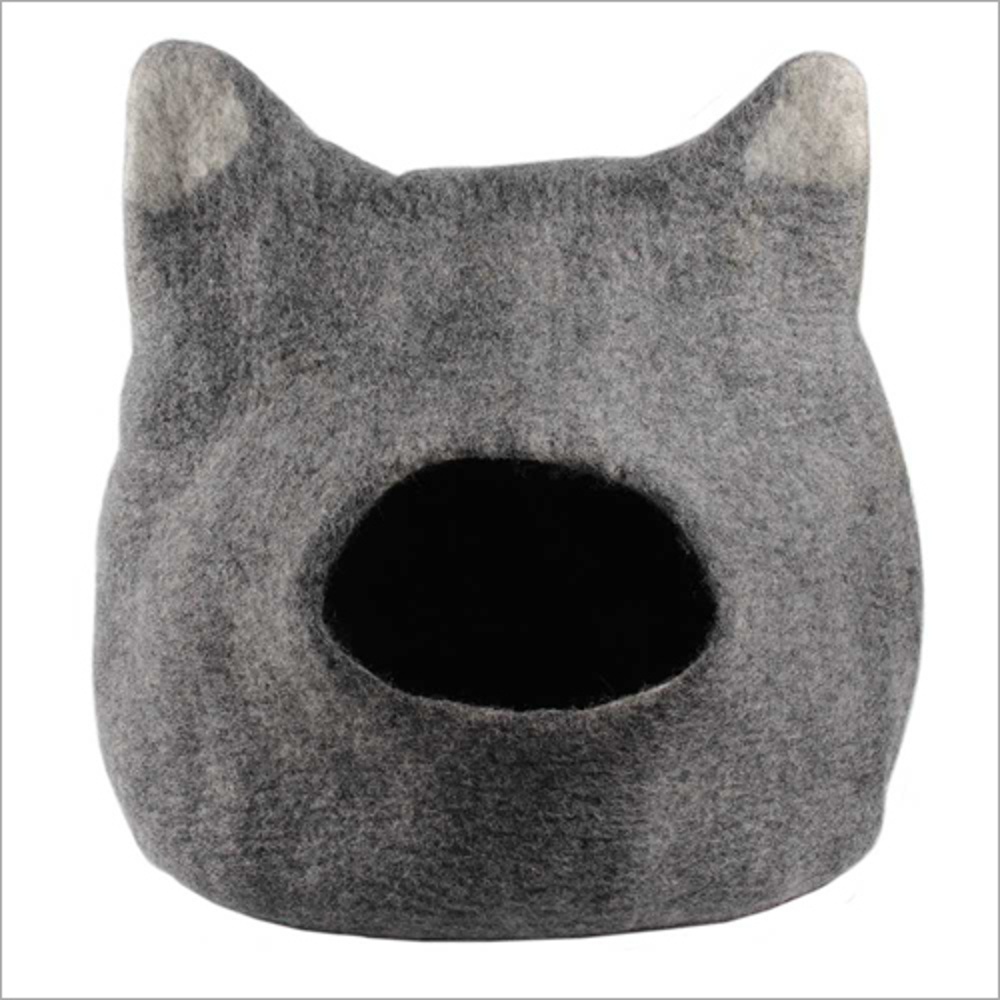 Felt Cat Cave Bed - Color: Natural And Earth Tones